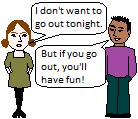 If you go out tonight, you'll have fun (first conditional).