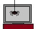 The spider is in front of the TV.